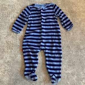 Magnetic Me Navy and Light Blue Striped Footed One-Piece